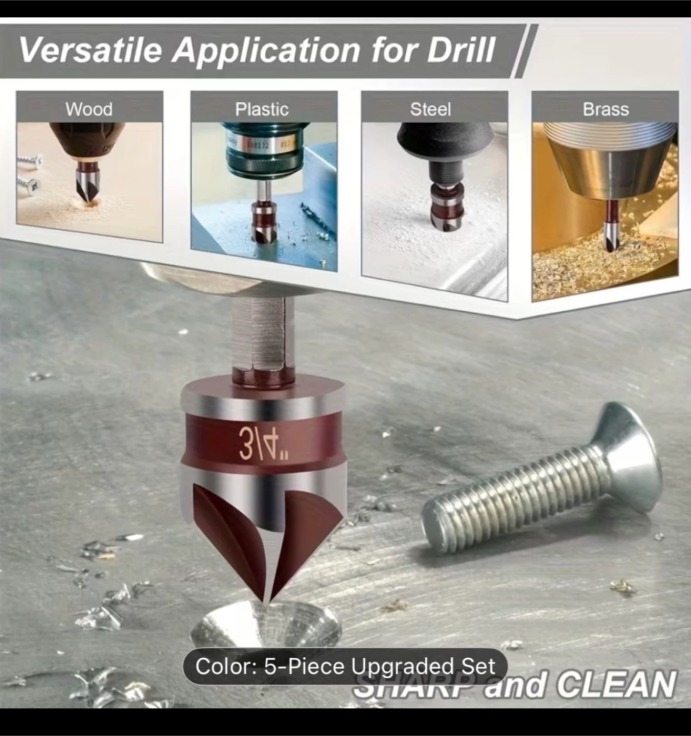 5 Piece Hexagonal Shank Countersunk Drill Bit Set - photo 4