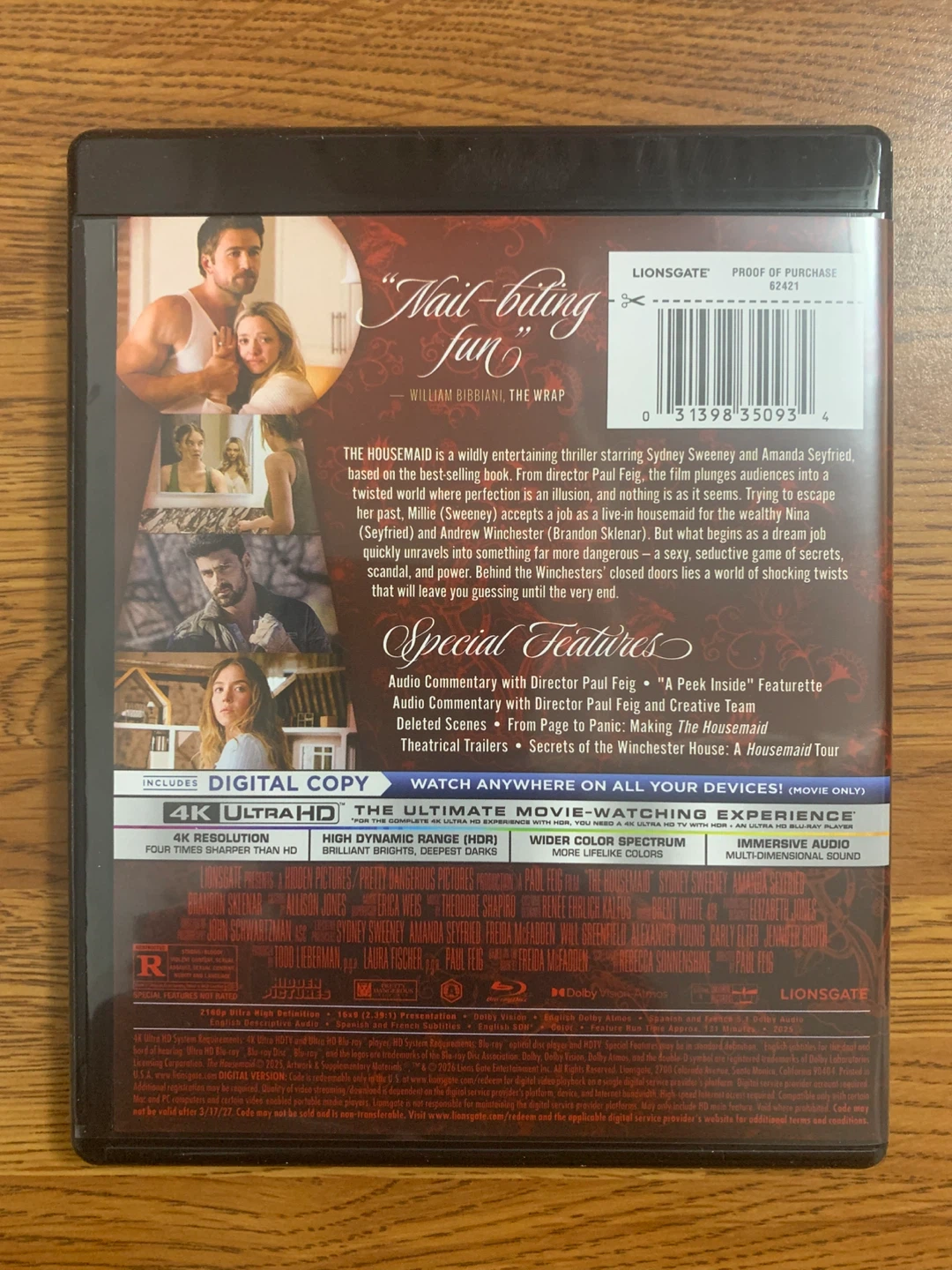 The Housemaid 4K UHD Blu-ray Combo Pack - photo 2