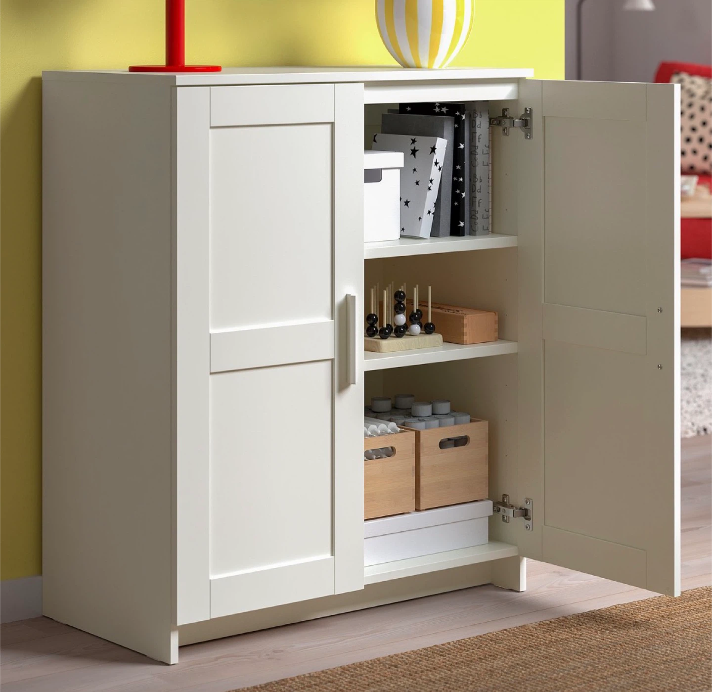 White Two-Door Cabinet with Shelves - photo 3