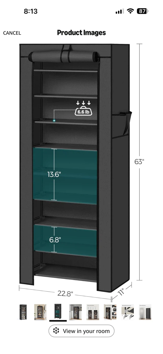 Black 10-Tier Shoe Rack Storage Organizer
