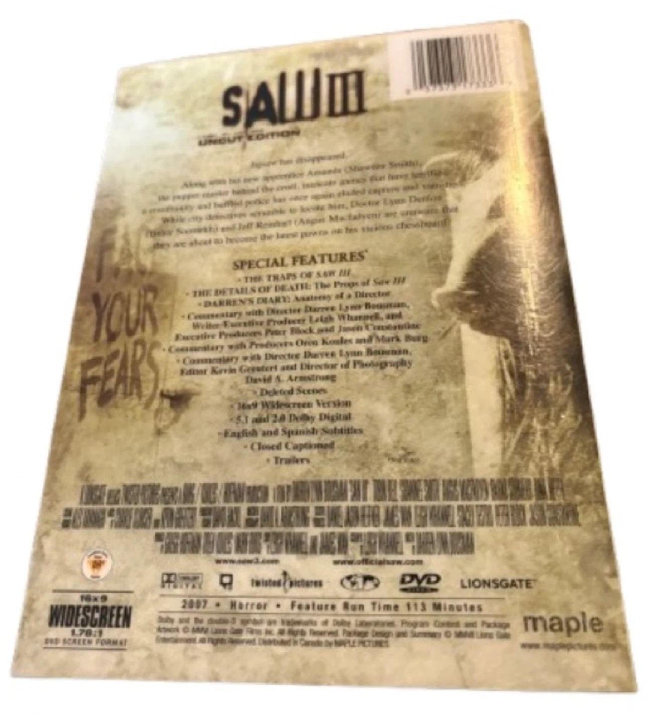 Saw III DVD — Uncut Edition (Horror / Widescreen) - photo 2