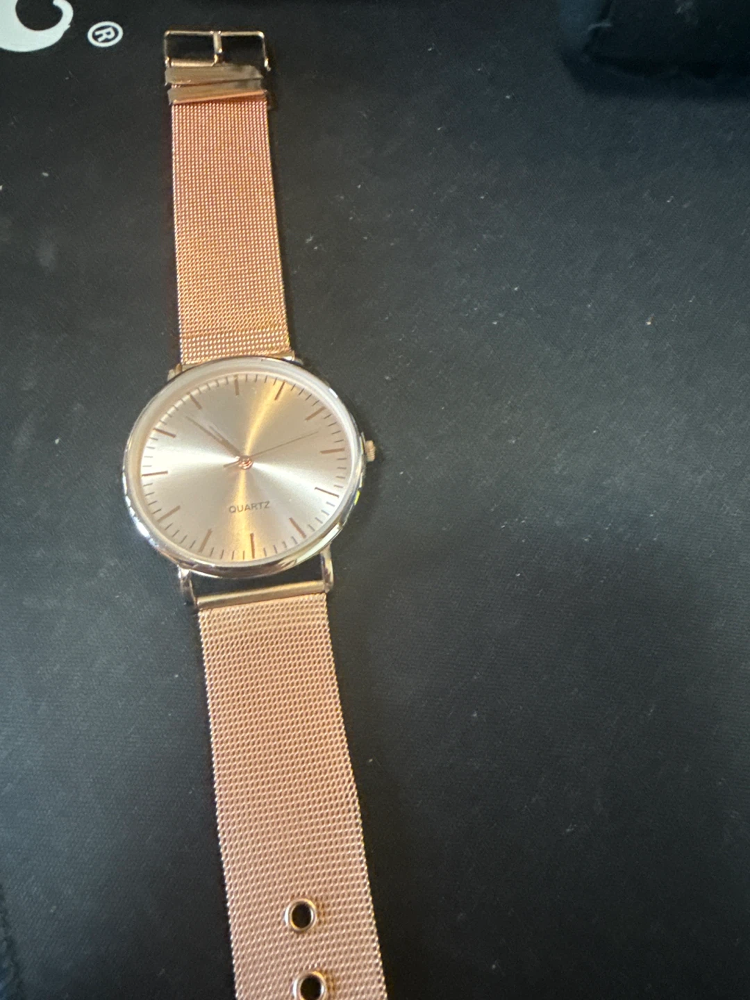 Rose Gold Quartz Mesh Band Watch