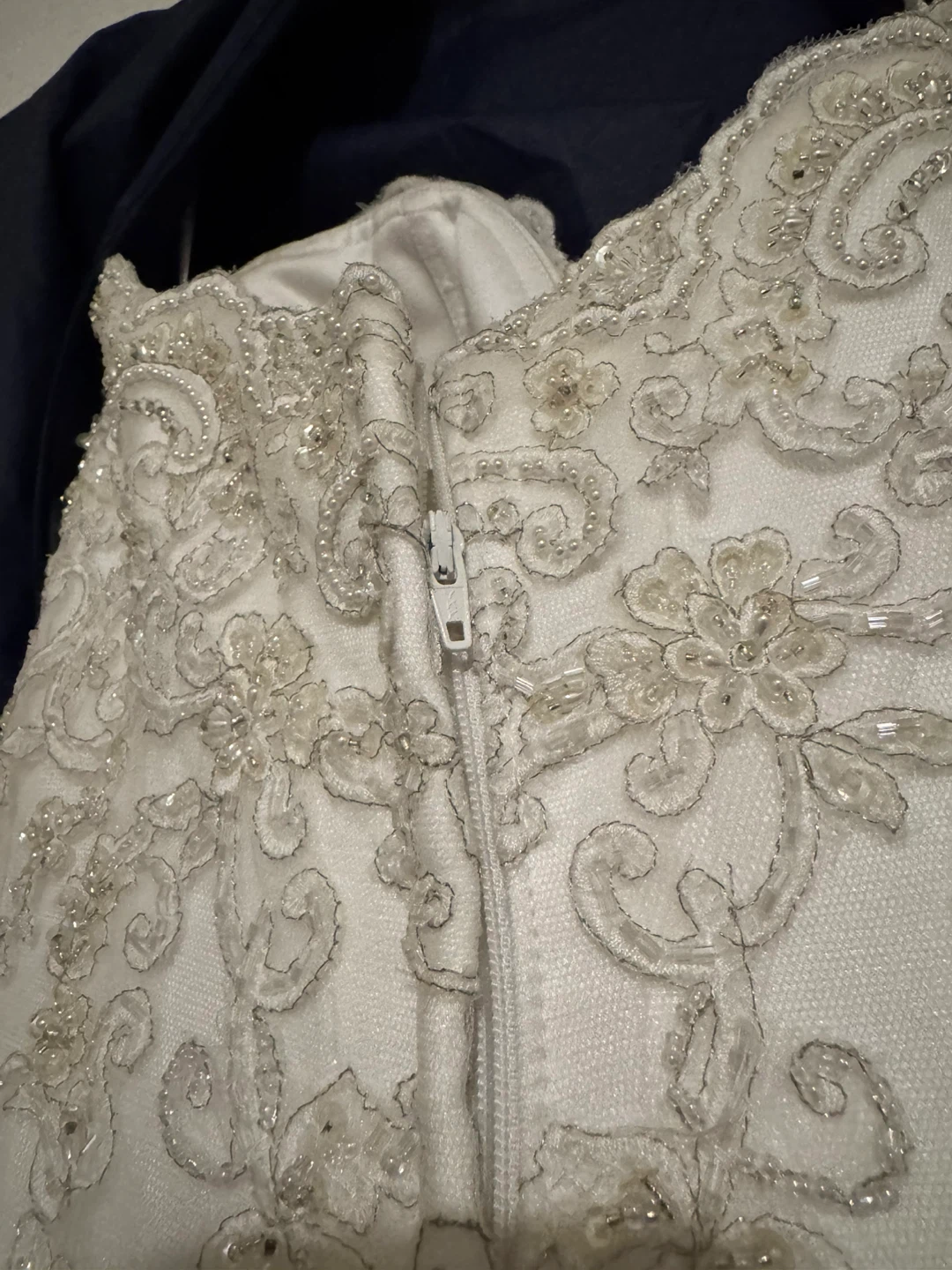 White Strapless Wedding Dress with Embellishments and Ruffles - photo 2