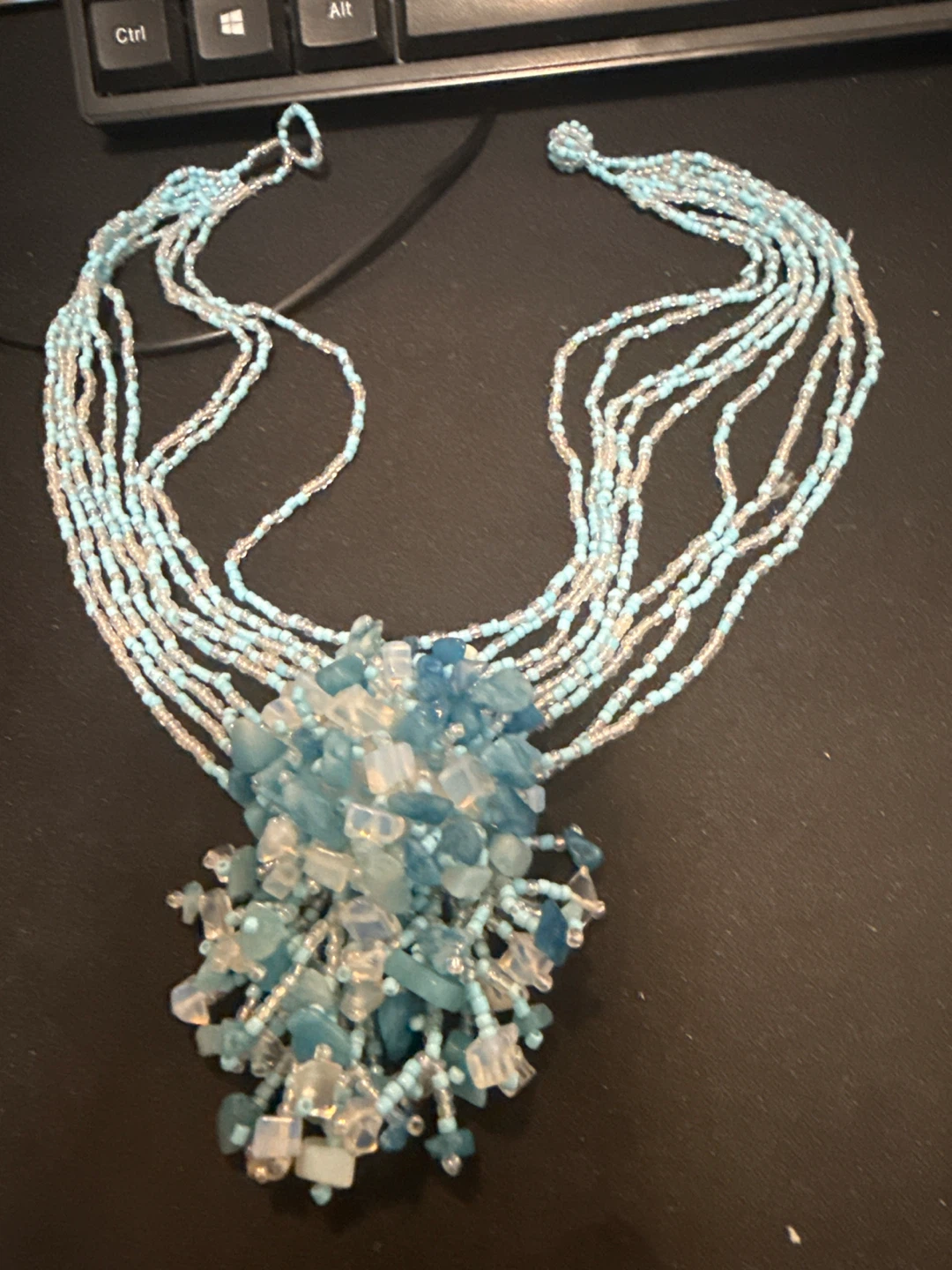 Blue Beaded Layered Necklace