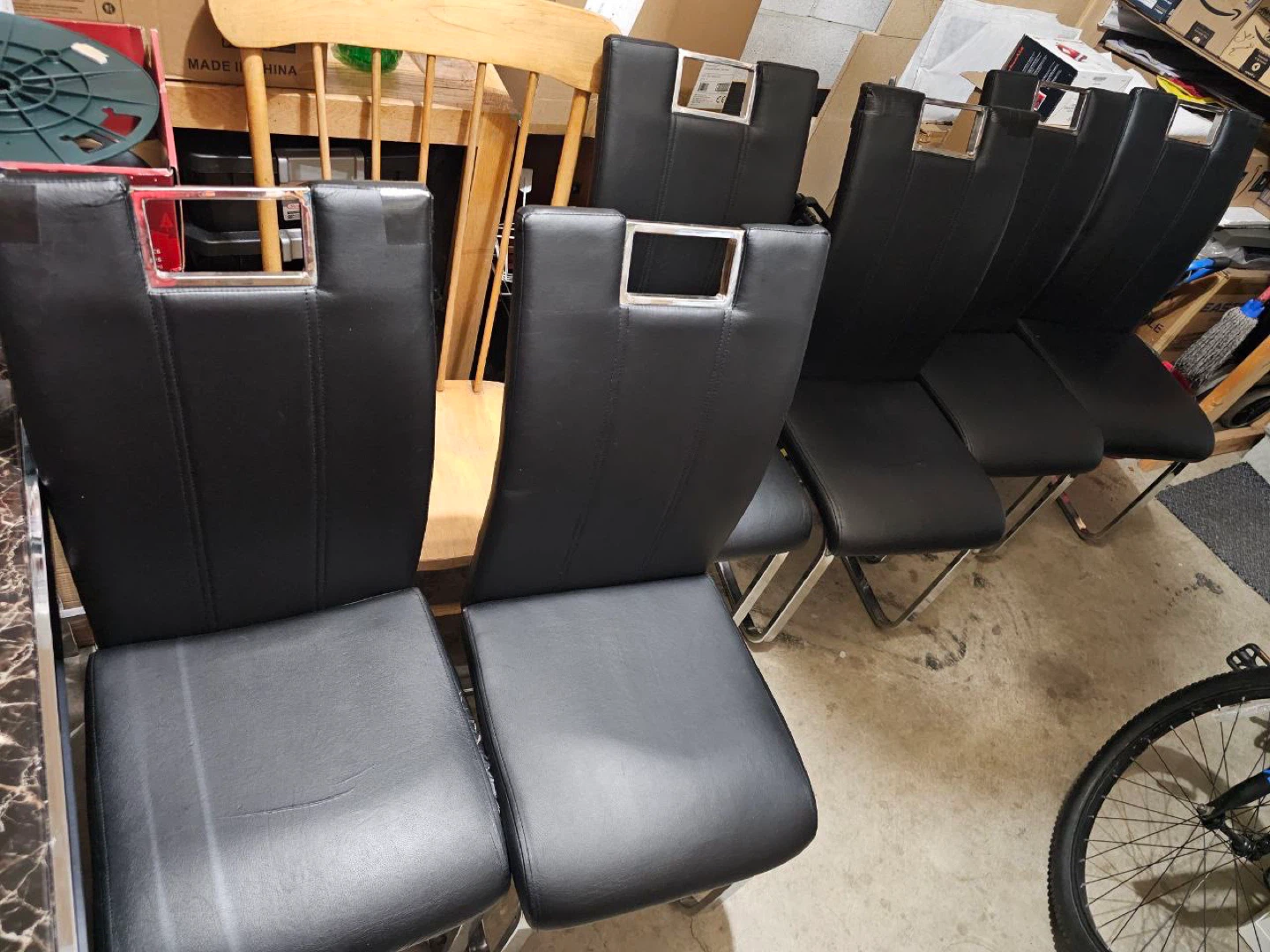 Marble Top Dining Table with 4 Black Chairs - photo 2