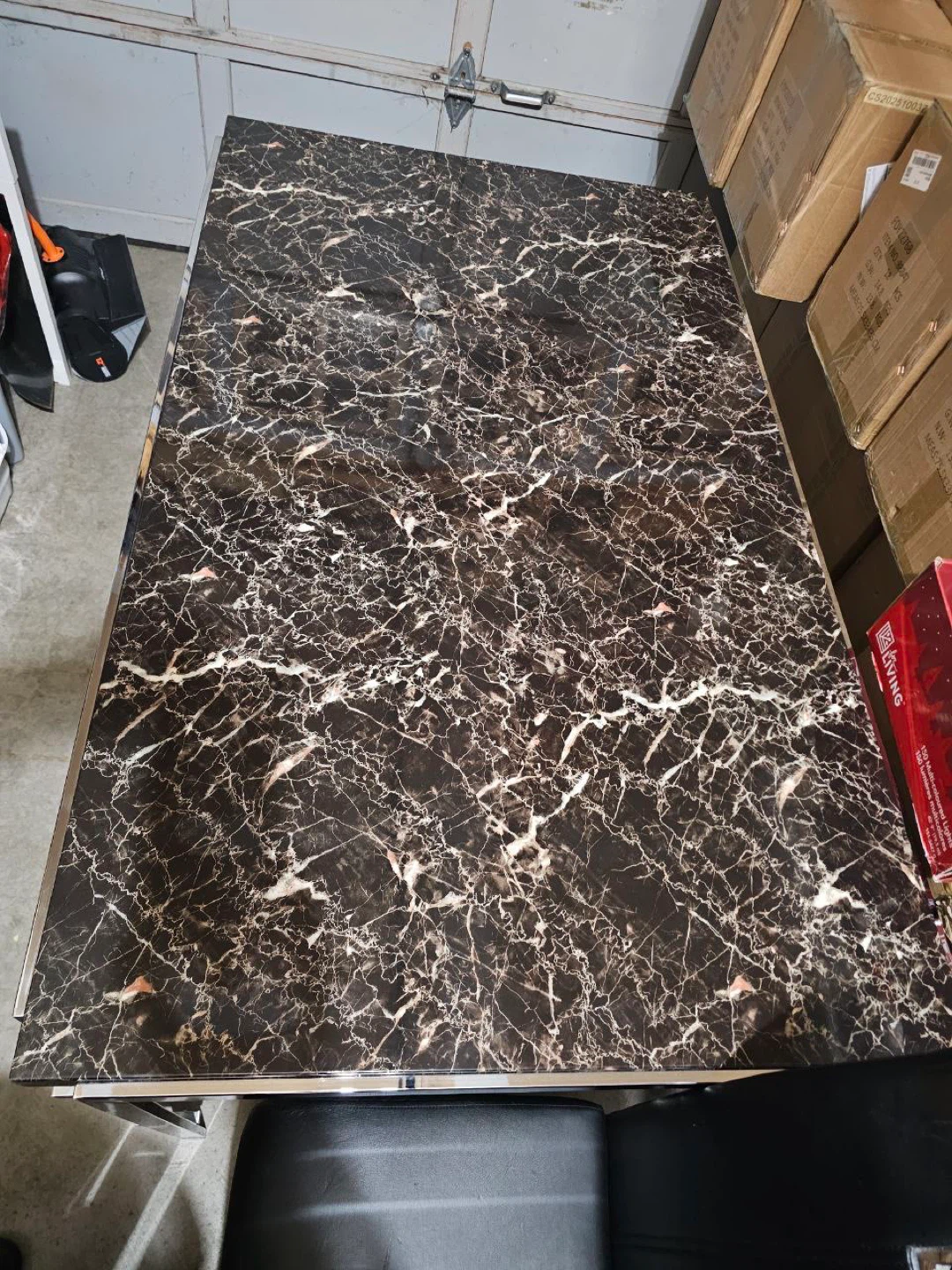 Marble Top Dining Table with 4 Black Chairs - photo 3