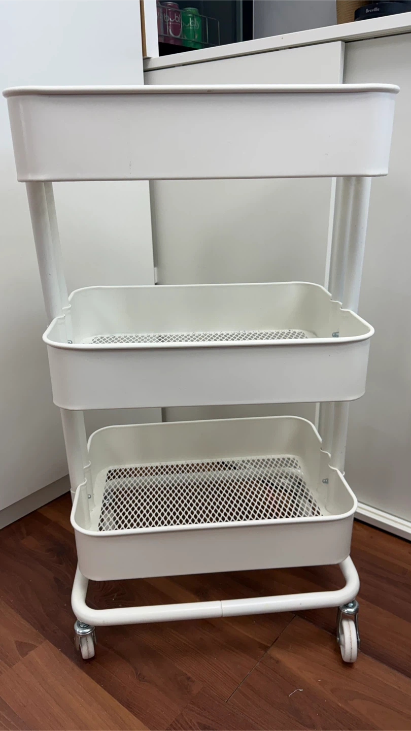 White 3-Tier Rolling Cart