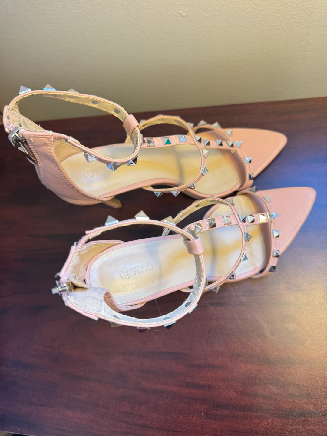 Wild Diva Pink Studded Stiletto Heels Size 8.5