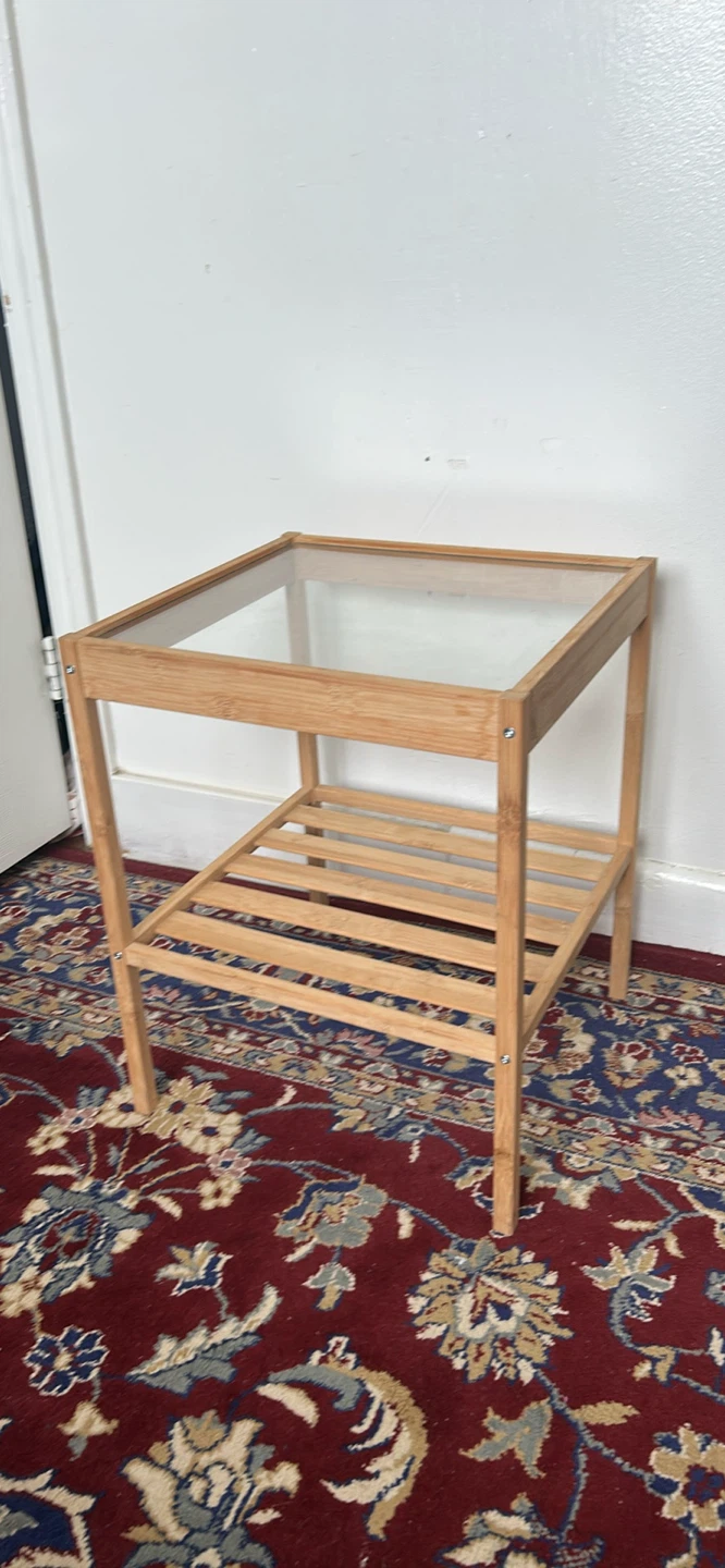 IKEA NESNA Bedside Table with Glass Top