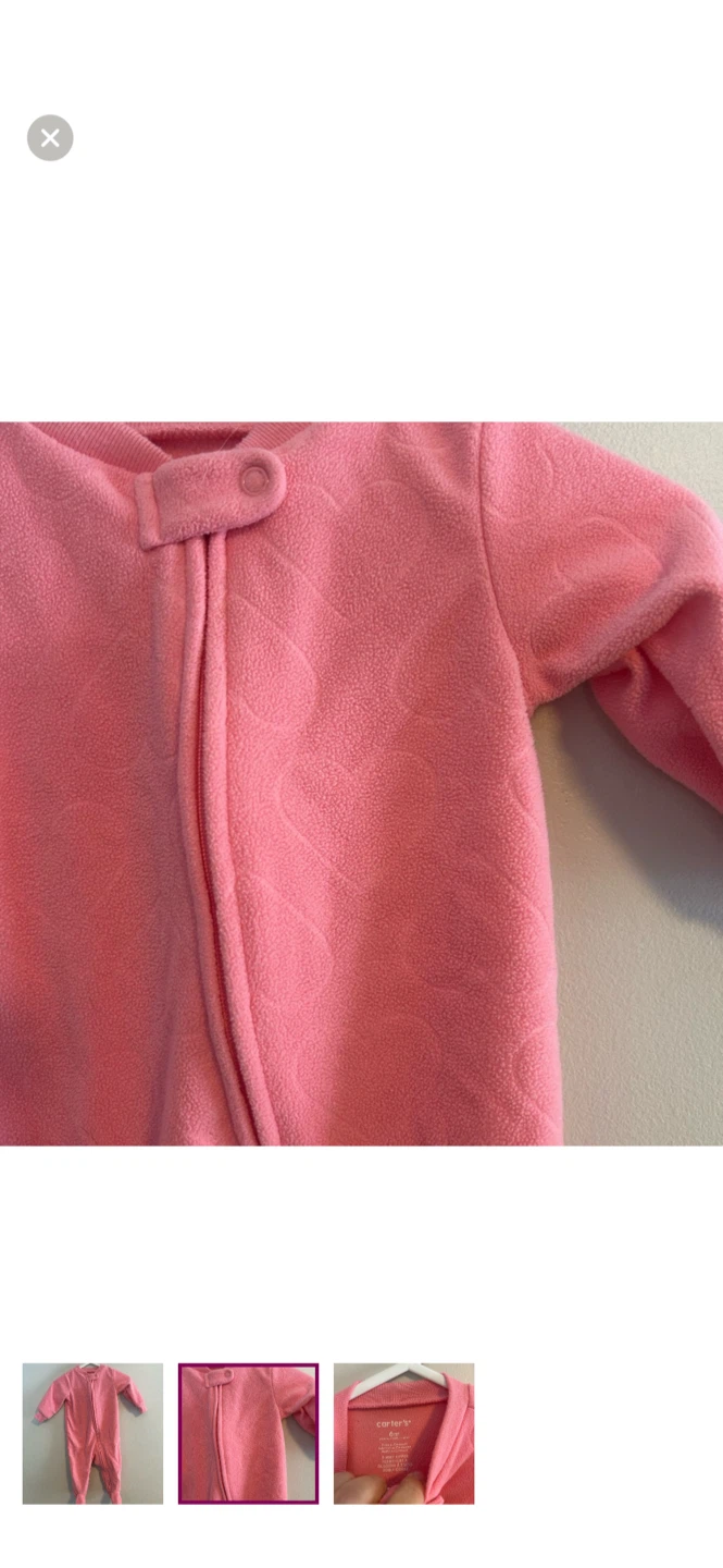 Carter's Baby Girl Pink Fleece Footed Pajamas 6 Months - photo 2