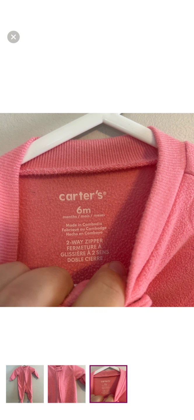 Carter's Baby Girl Pink Fleece Footed Pajamas 6 Months - photo 3