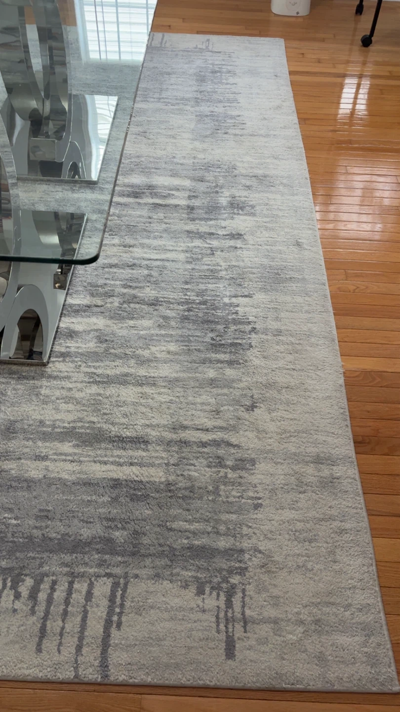 Grey and White Abstract Pattern Area Rug