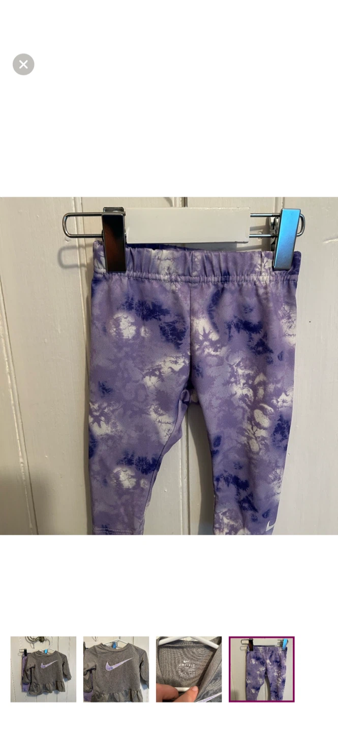 Nike Dri-Fit Girls 6M Grey Long Sleeve Top & Purple Leggings Set - photo 4