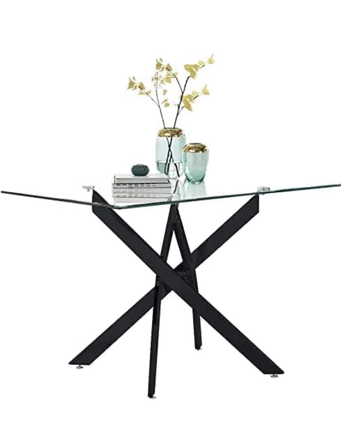 Glass Dining Table with Black Metal Base - photo 2
