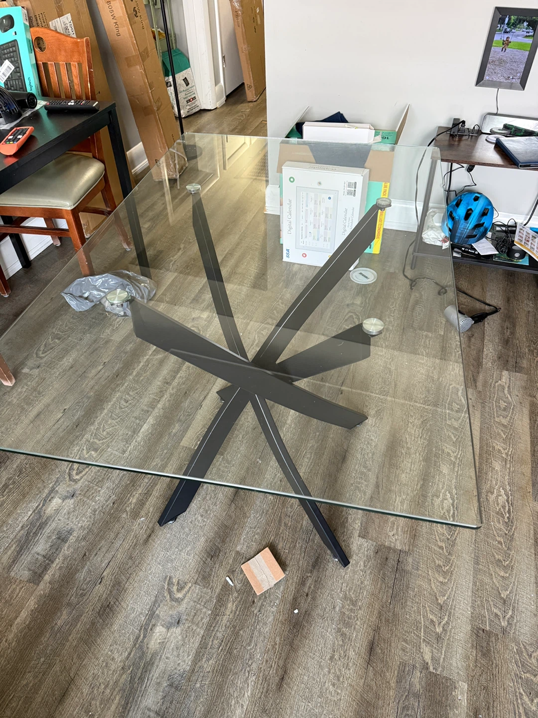 Glass Dining Table with Black Metal Base - photo 4