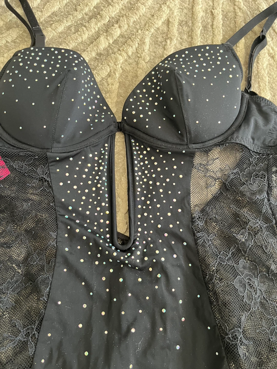 Black Rhinestone Teddy Bodysuit NEW - photo 2