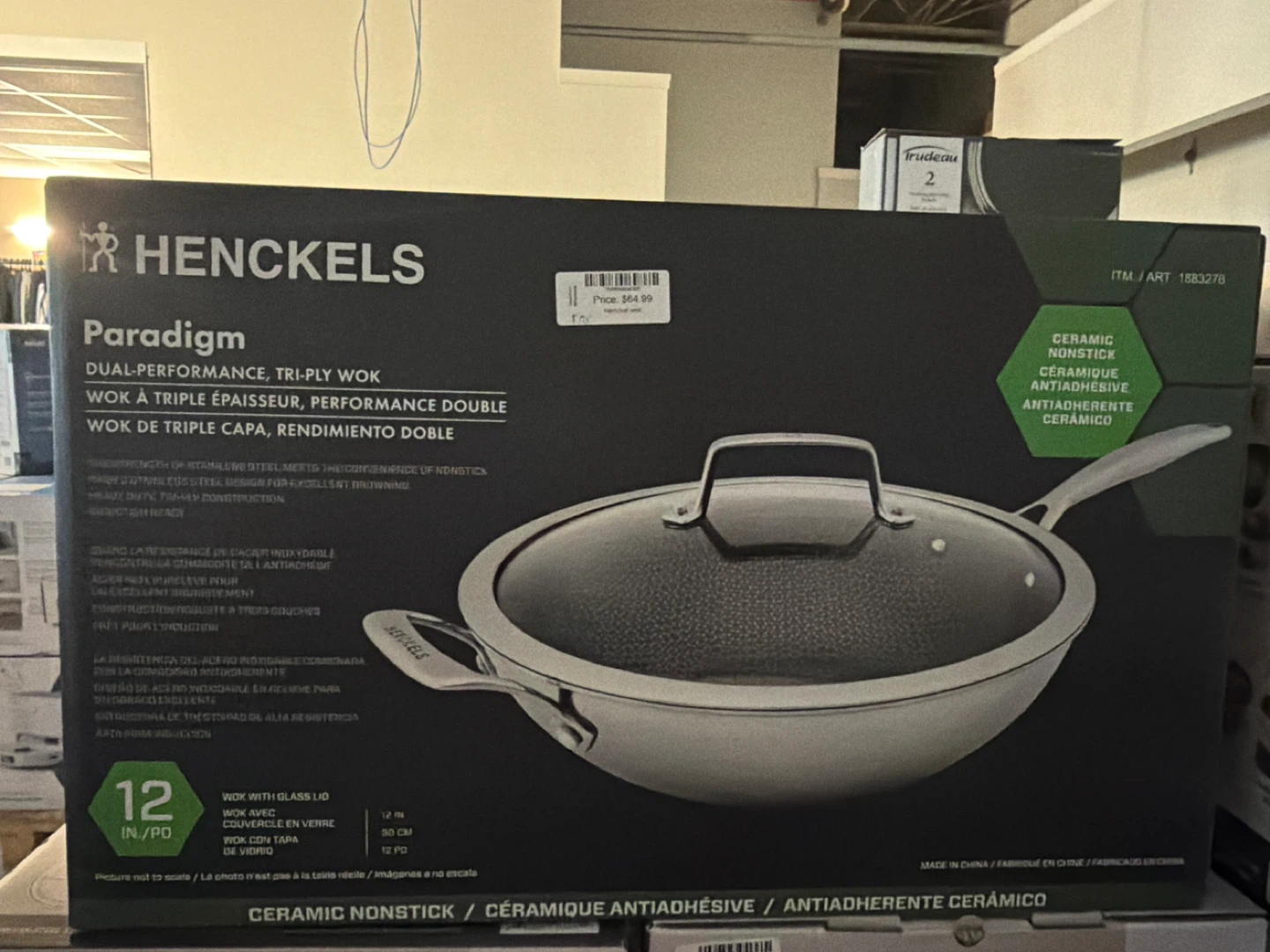 Henckels Paradigm 12-inch Tri-Ply Wok with Glass Lid