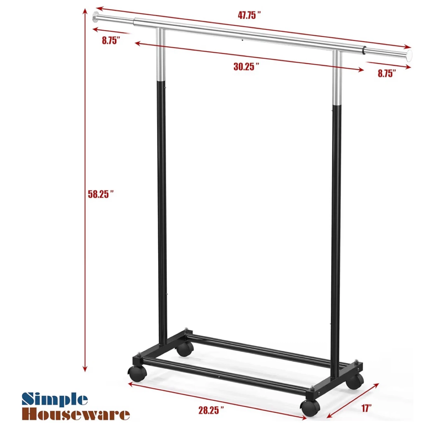 Simple Houseware Rolling Garment Rack - photo 3