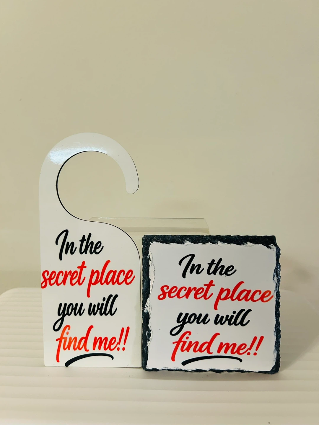 Inspirational Christian Door Hanger and Coaster Set