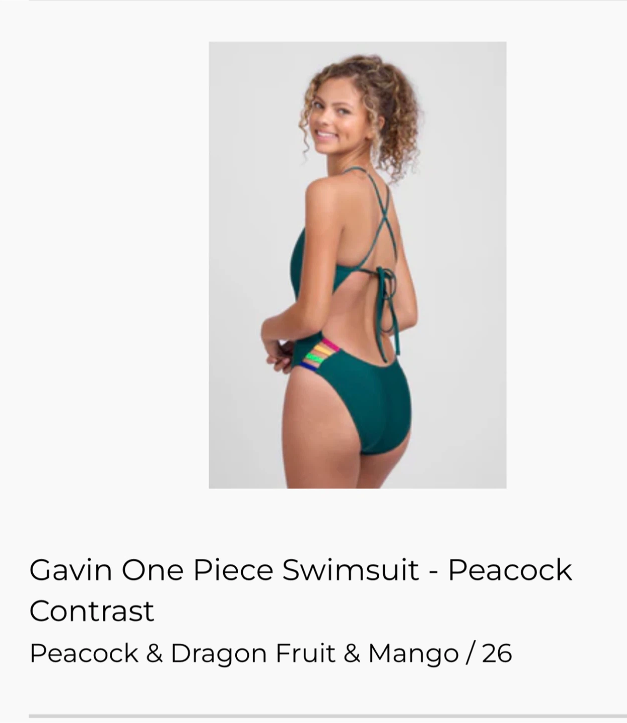 Jolyn Gavin One Piece Swimsuit Peacock Contrast Size 26