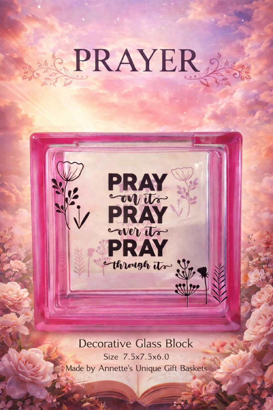 Decorative Glass Block - PRAY