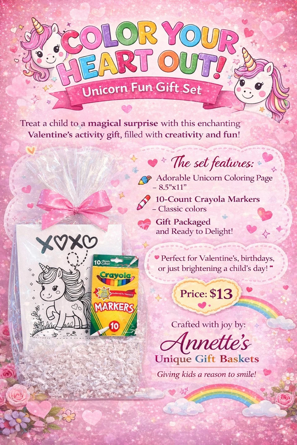 Annette's Unique Gift Baskets Unicorn Fun Gift Set