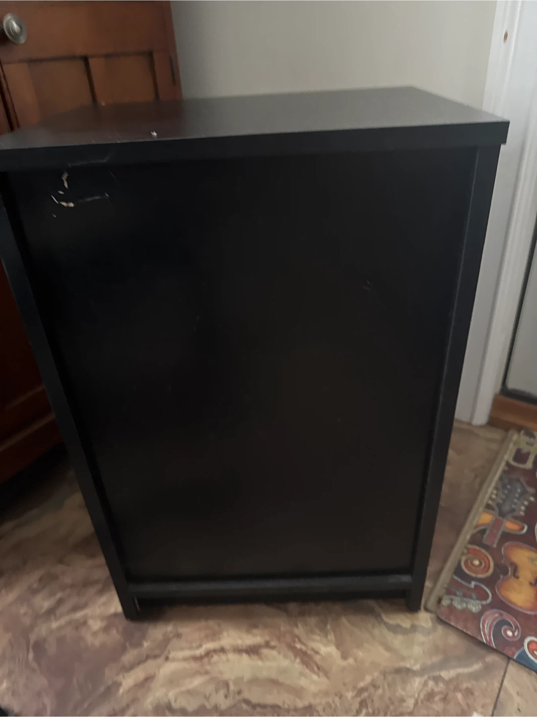 Black Nightstand with 2 Drawers and Open Shelf - photo 4