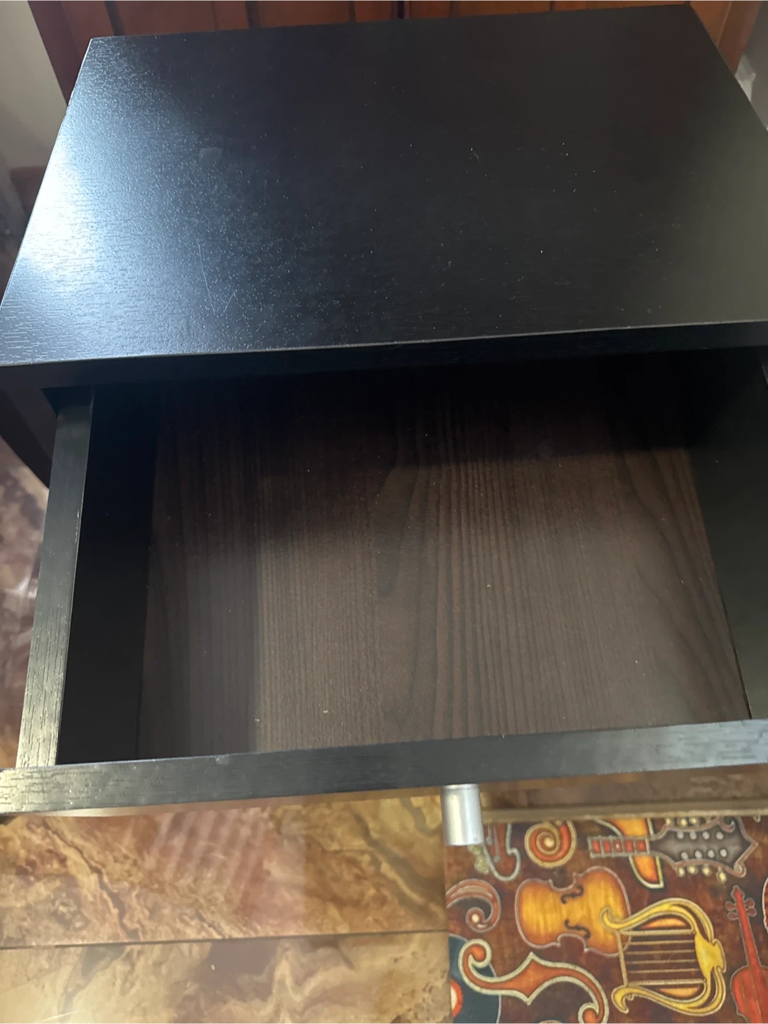 Black Nightstand with 2 Drawers and Open Shelf - photo 5