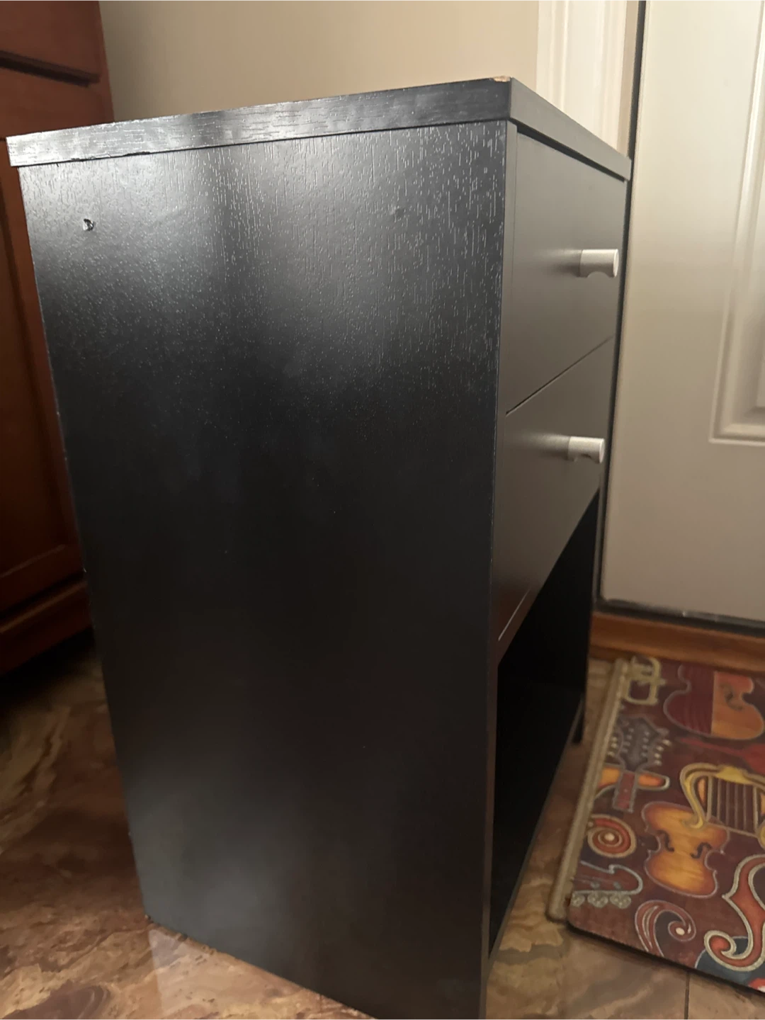 Black Nightstand with 2 Drawers and Open Shelf - photo 3