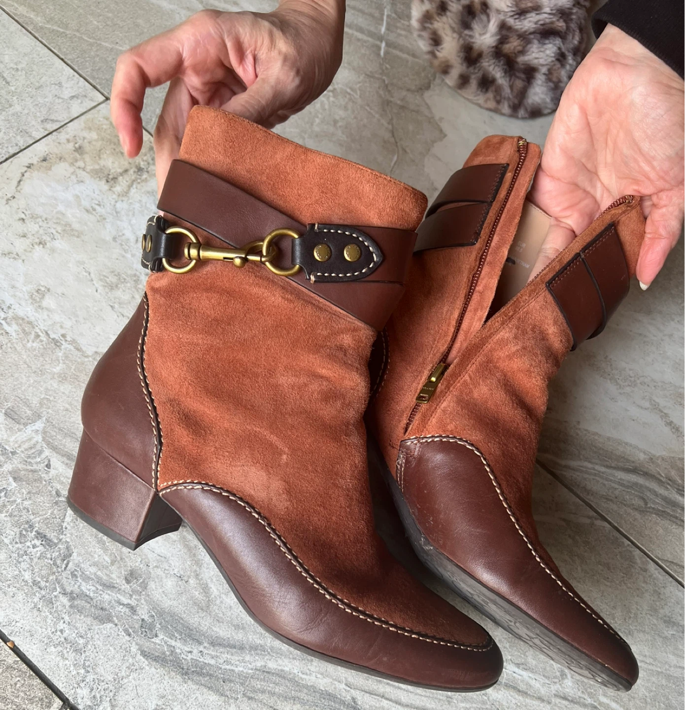 Coach Suede and Leather Ankle Boots - Size 8