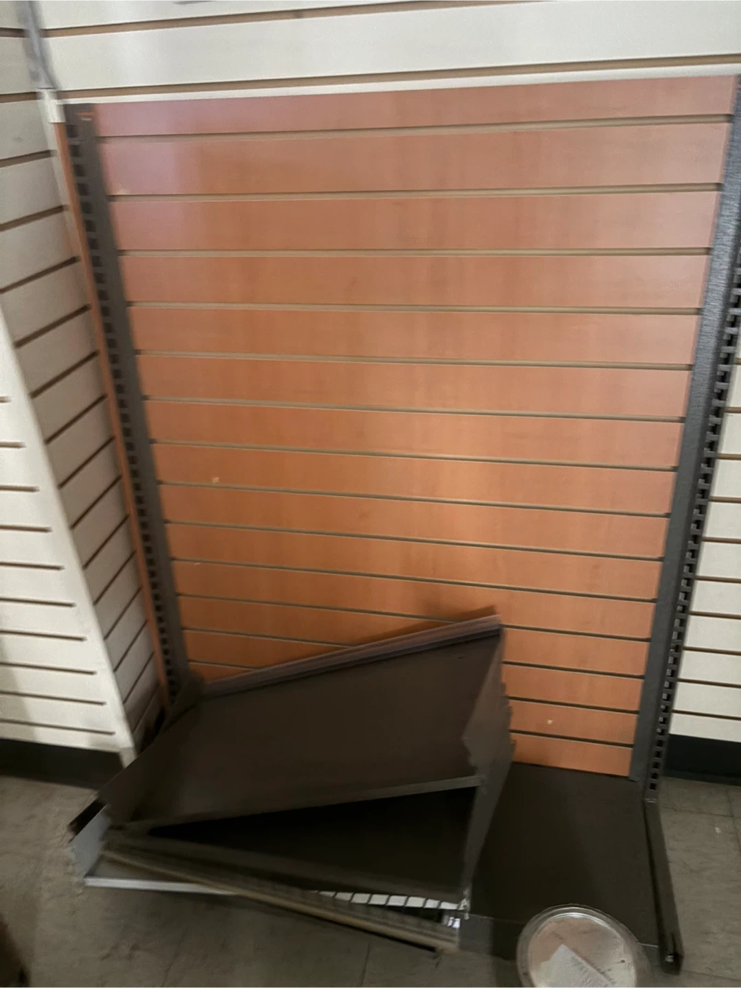 Wooden Slat Wall Display Unit