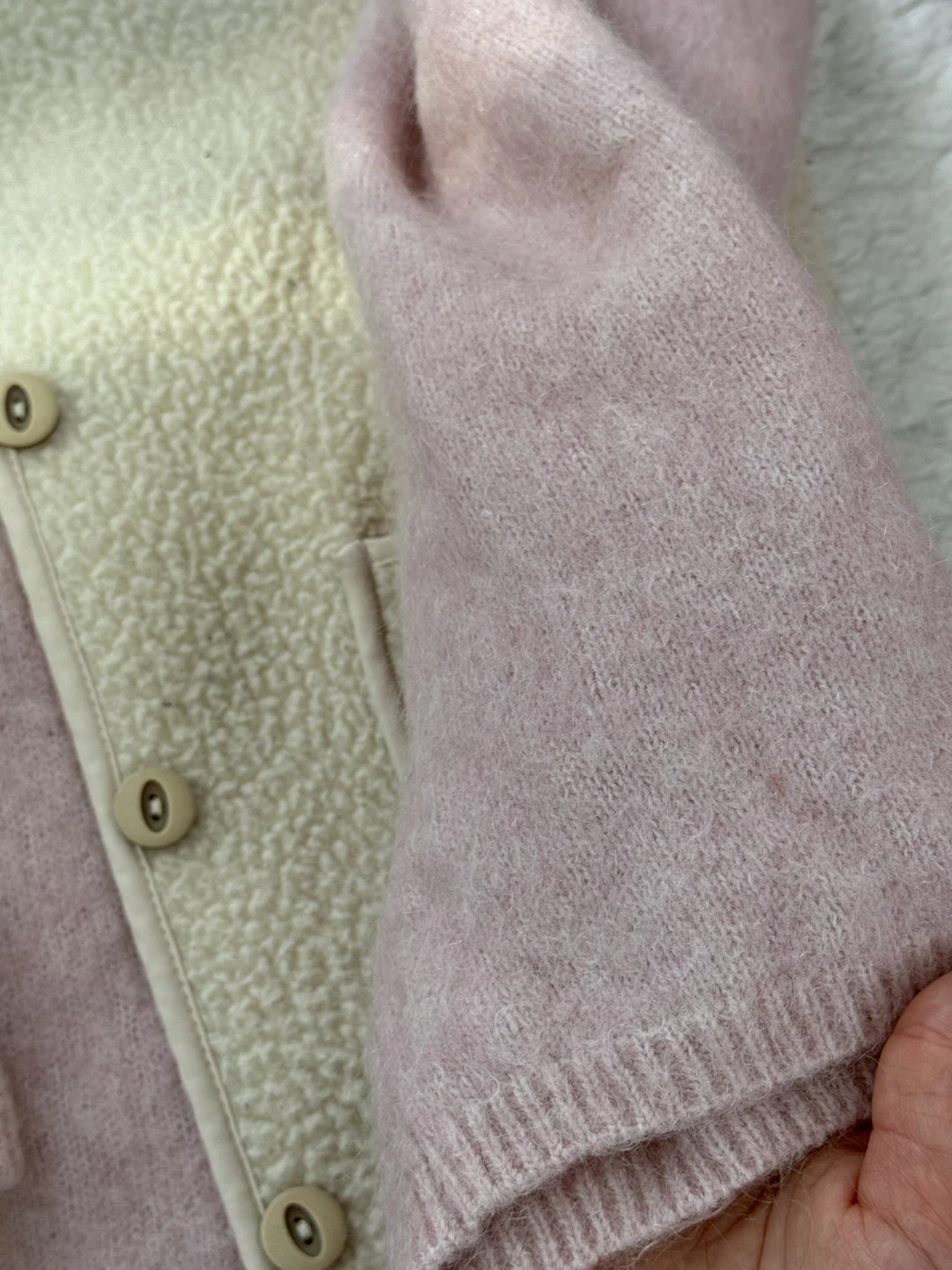 Pink Knit Sweater and Cream  Vest and Jeans - photo 5
