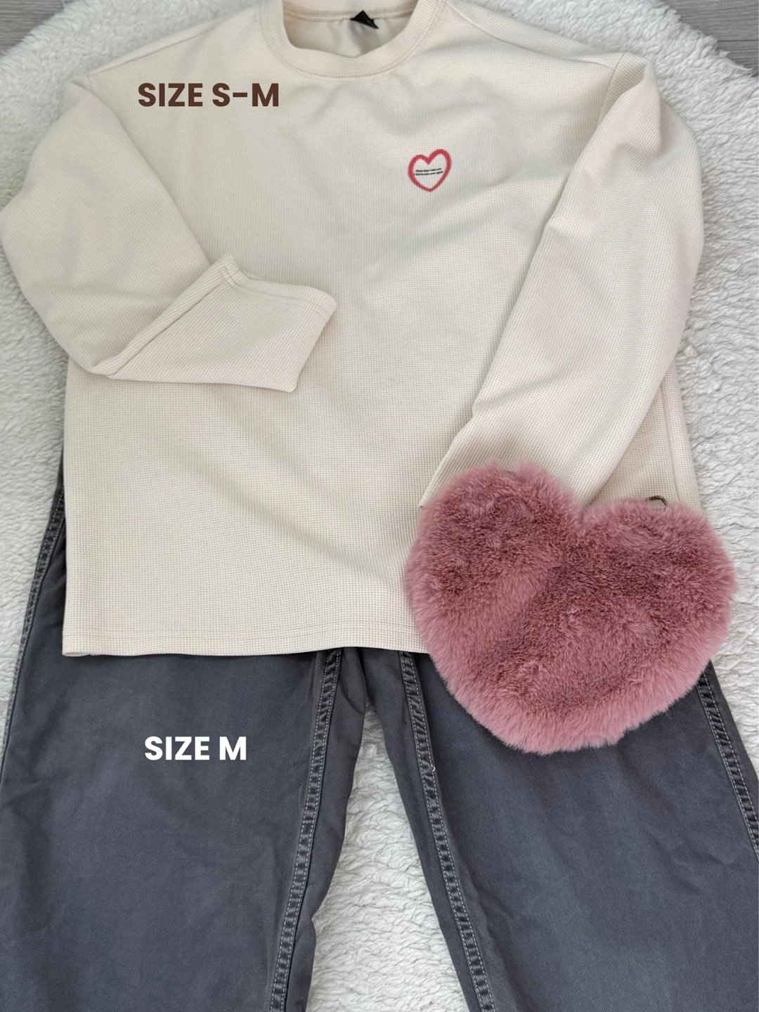 Cream Ribbed Long Sleeve Top & Grey Zara Jeans - photo 2
