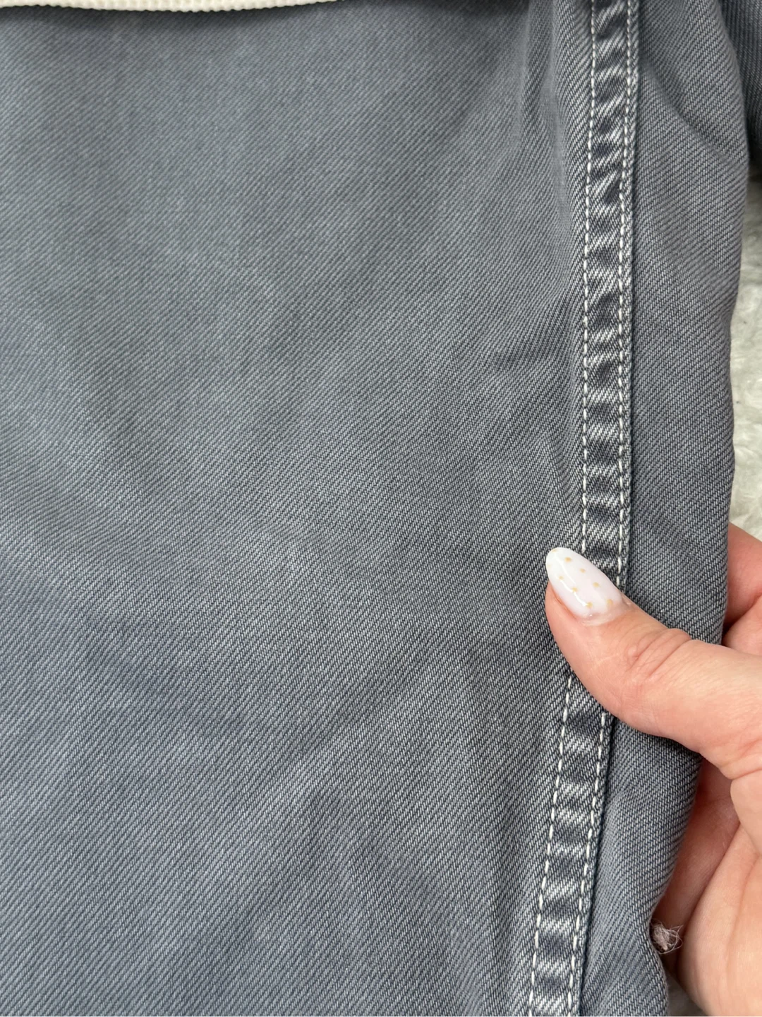 Cream Ribbed Long Sleeve Top & Grey Zara Jeans - photo 4