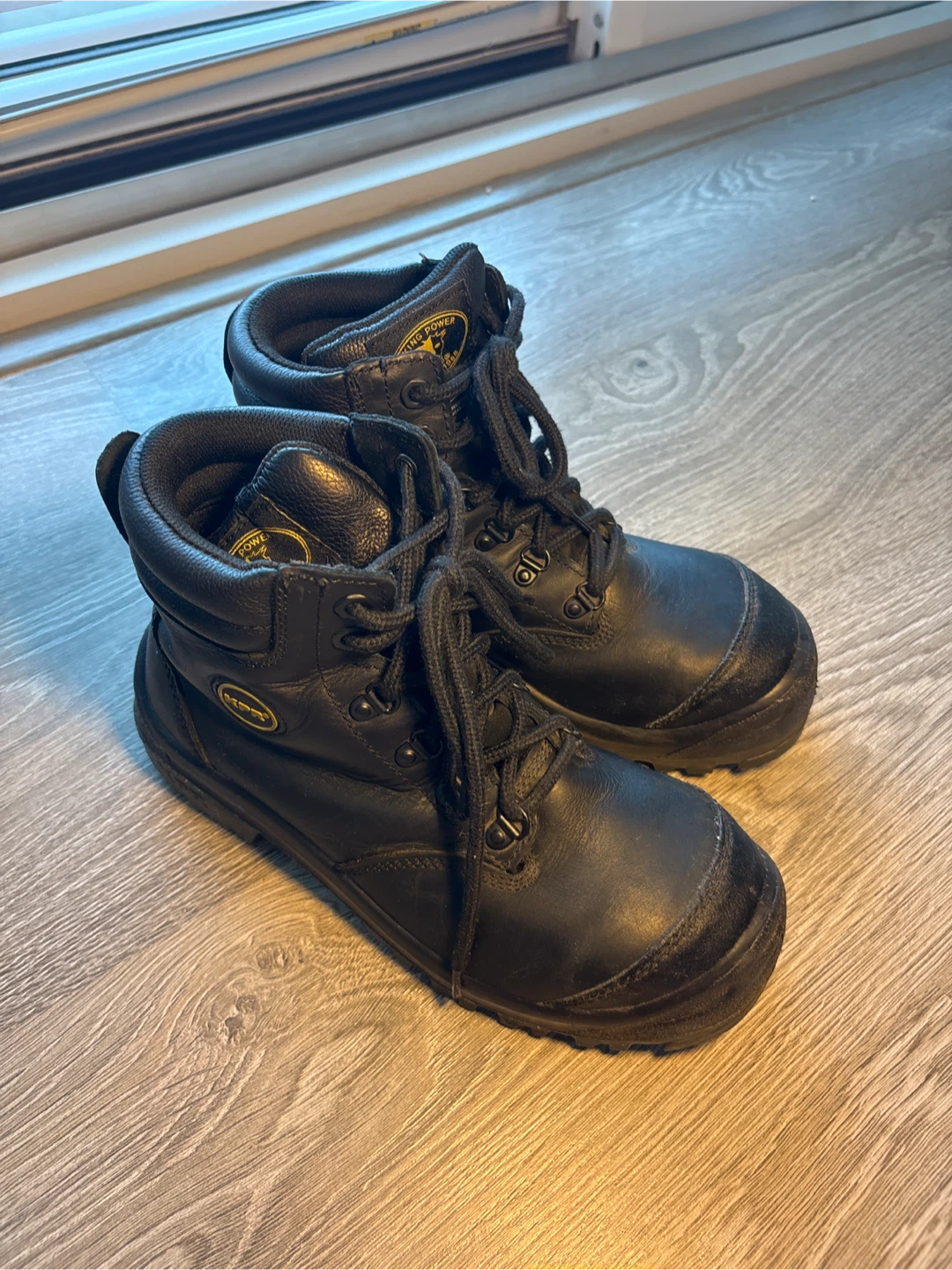 KPR Black Leather Work Boots - US Size 6