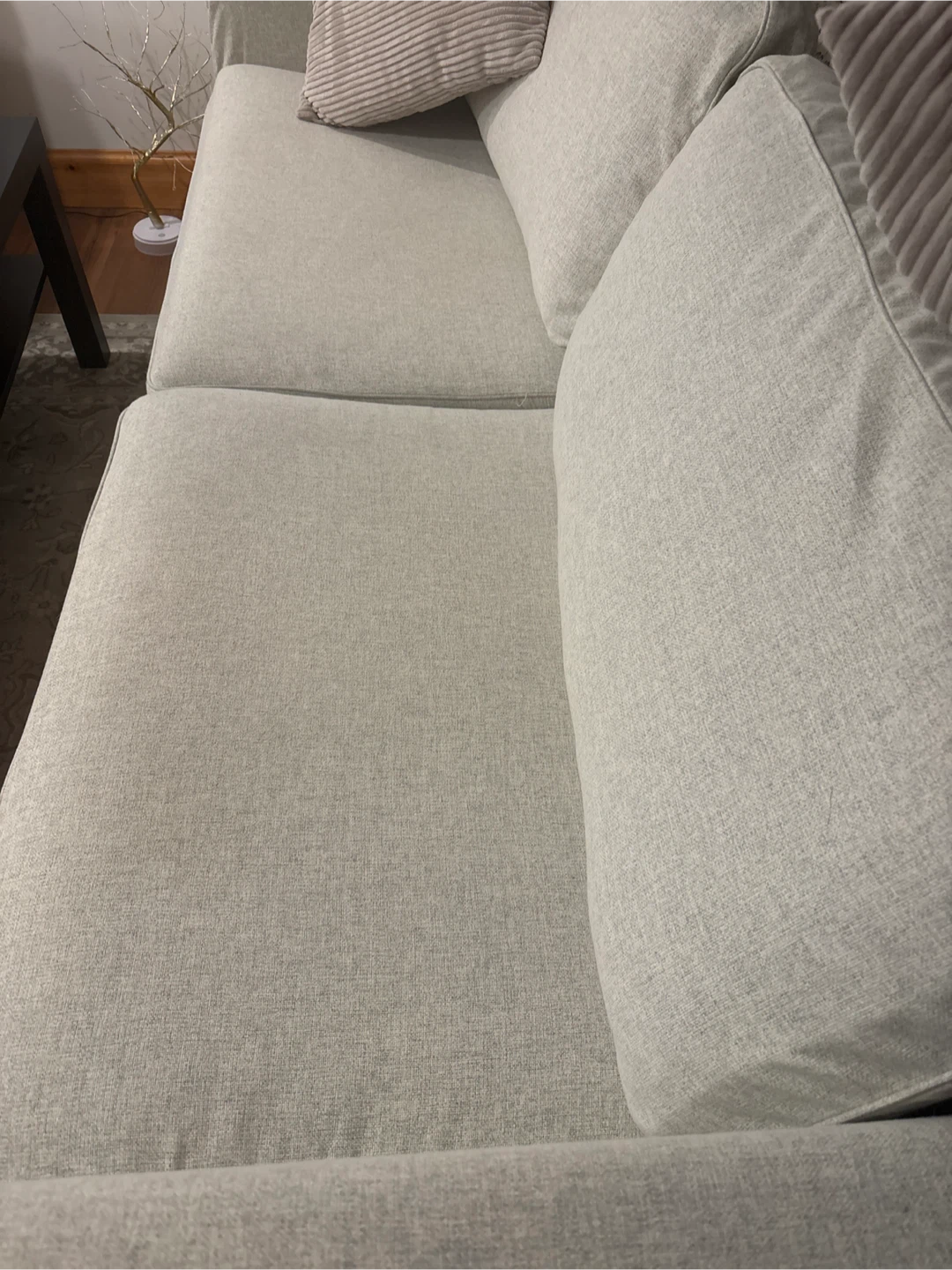 Light Grey Fabric Loveseat Sofa with Accent Pillows - photo 4