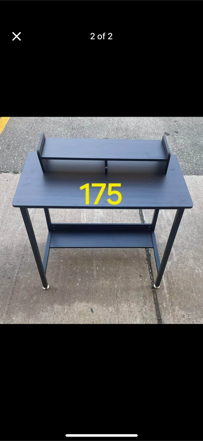 Black Computer Desk with Monitor Stand