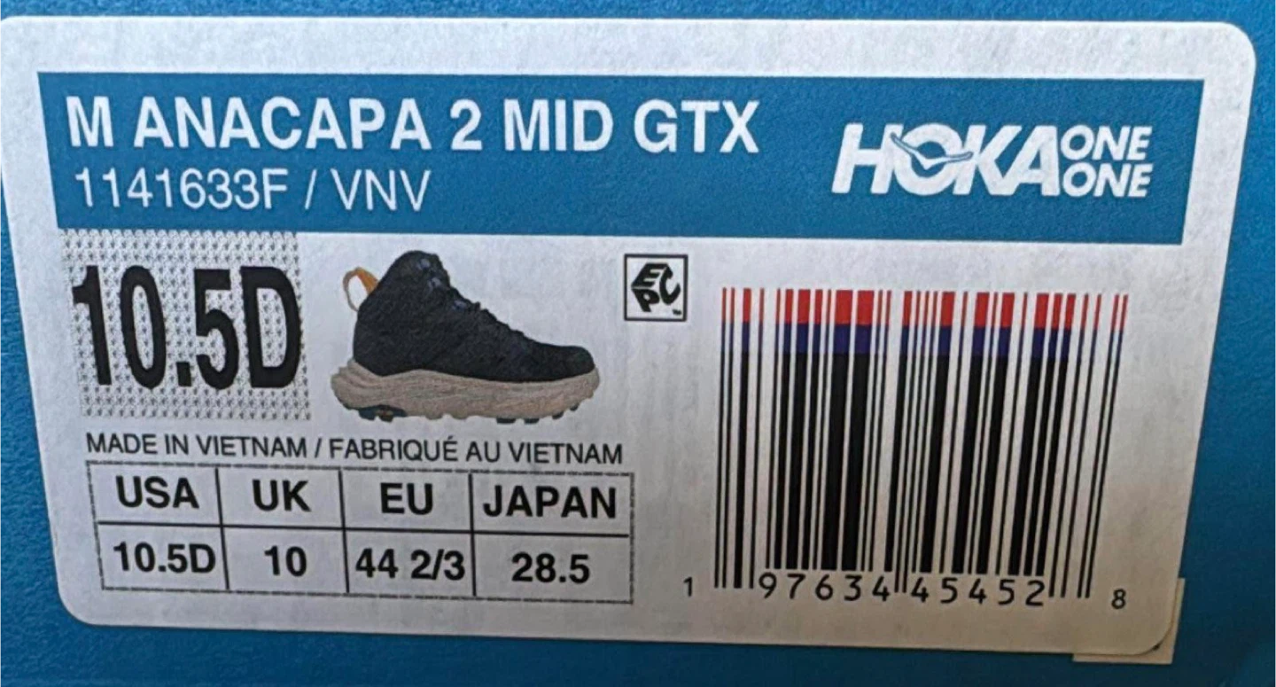 Hoka Anacapa 2 Mid GTX Hiking Boots - Men's 10.5D