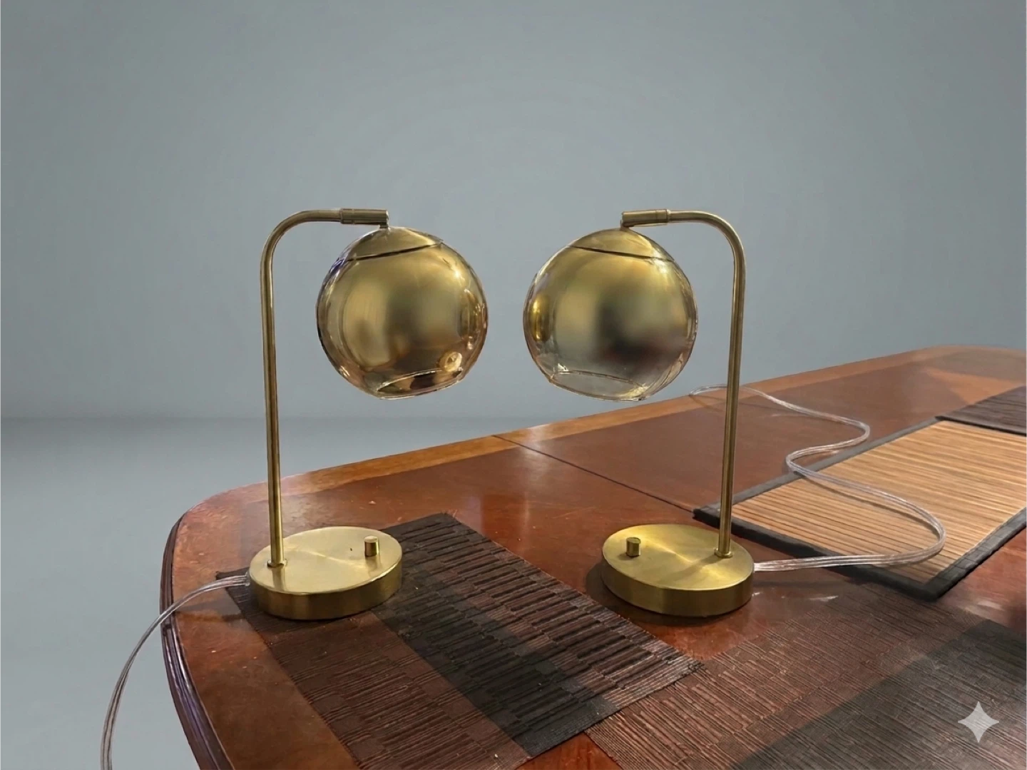 Brass Globe Table Lamps - Set of 2