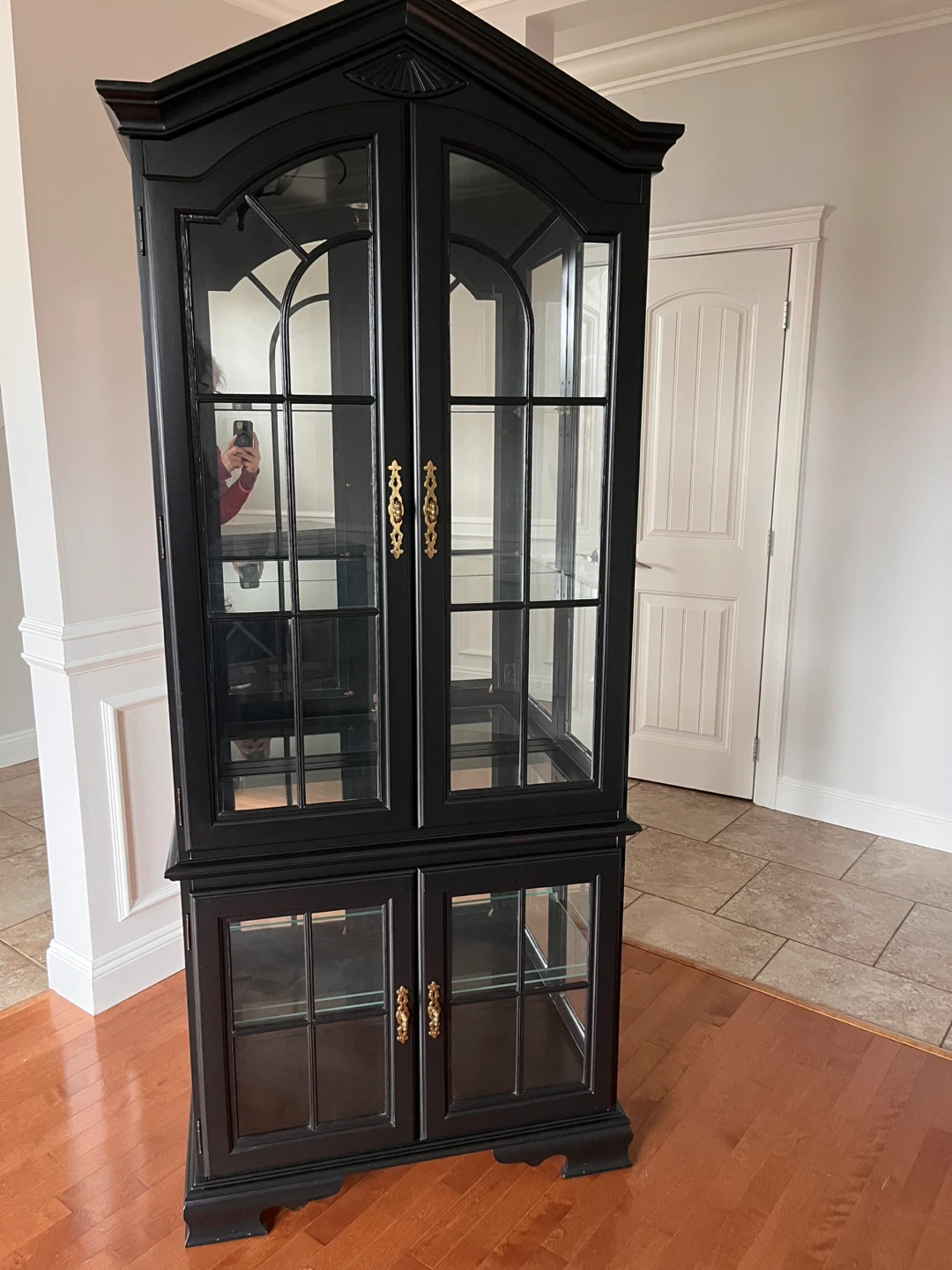 Black China Cabinet with Glass Doors