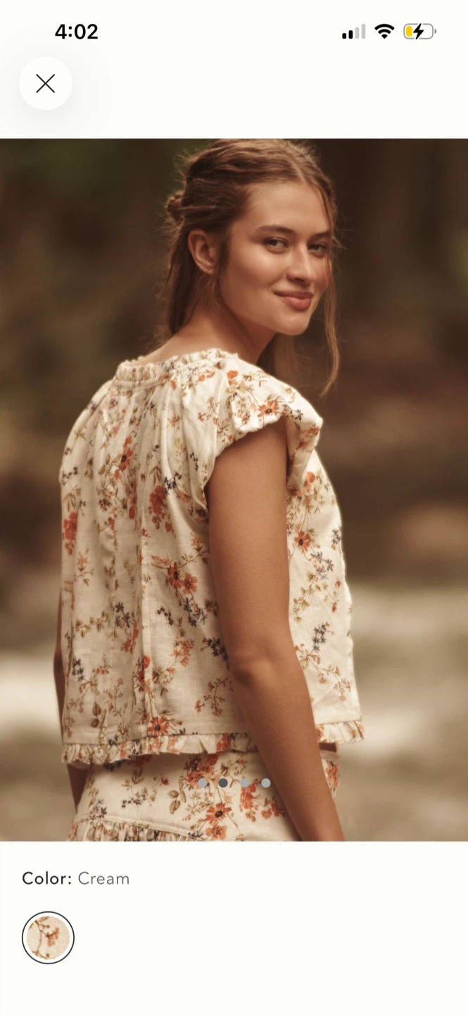 BNWT Anthropologie Puff Sleeve Tie Front Linen Top M - photo 4
