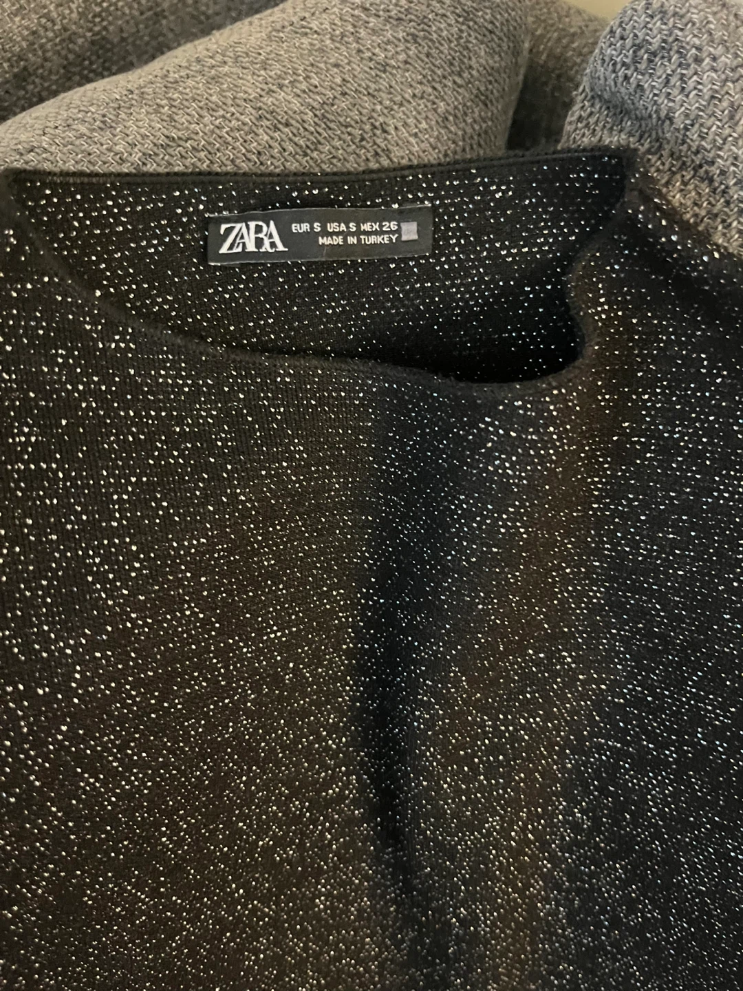 ZARA Black Sparkly Mock Neck Mini Dress - Size S - photo 3