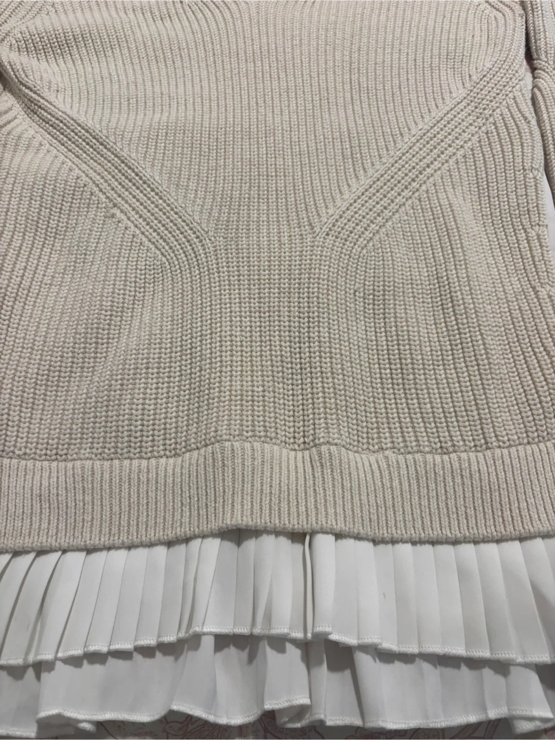 French Connection Women's Cream Knit Pleated Hem Sweater - photo 4