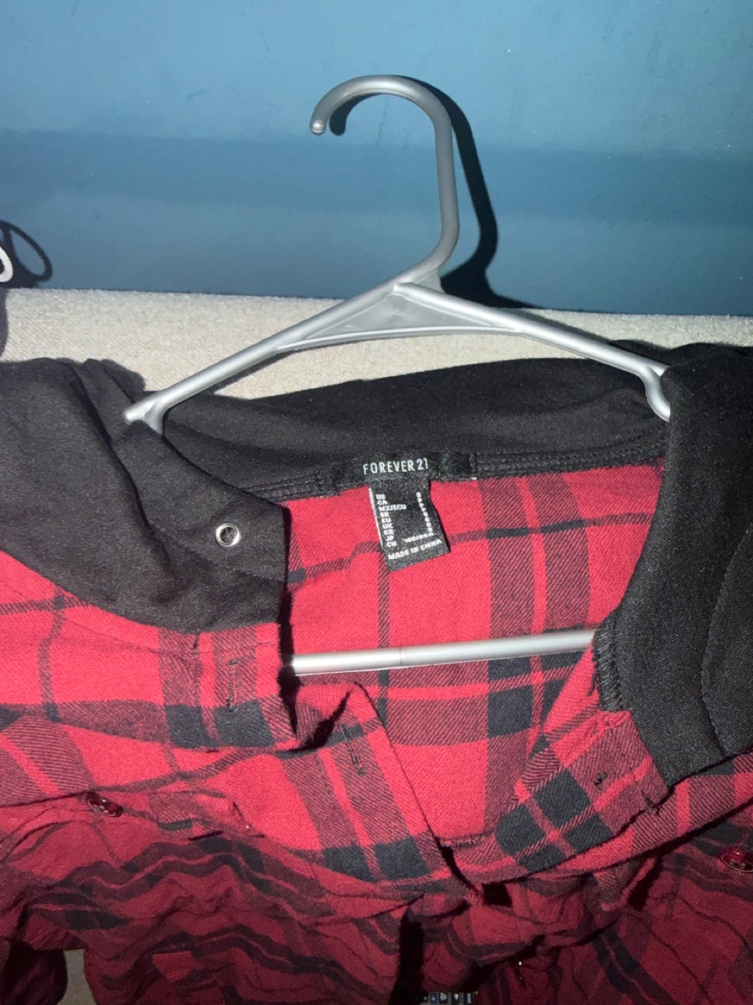 Forever 21 Red Plaid Hooded Flannel Shirt - photo 2