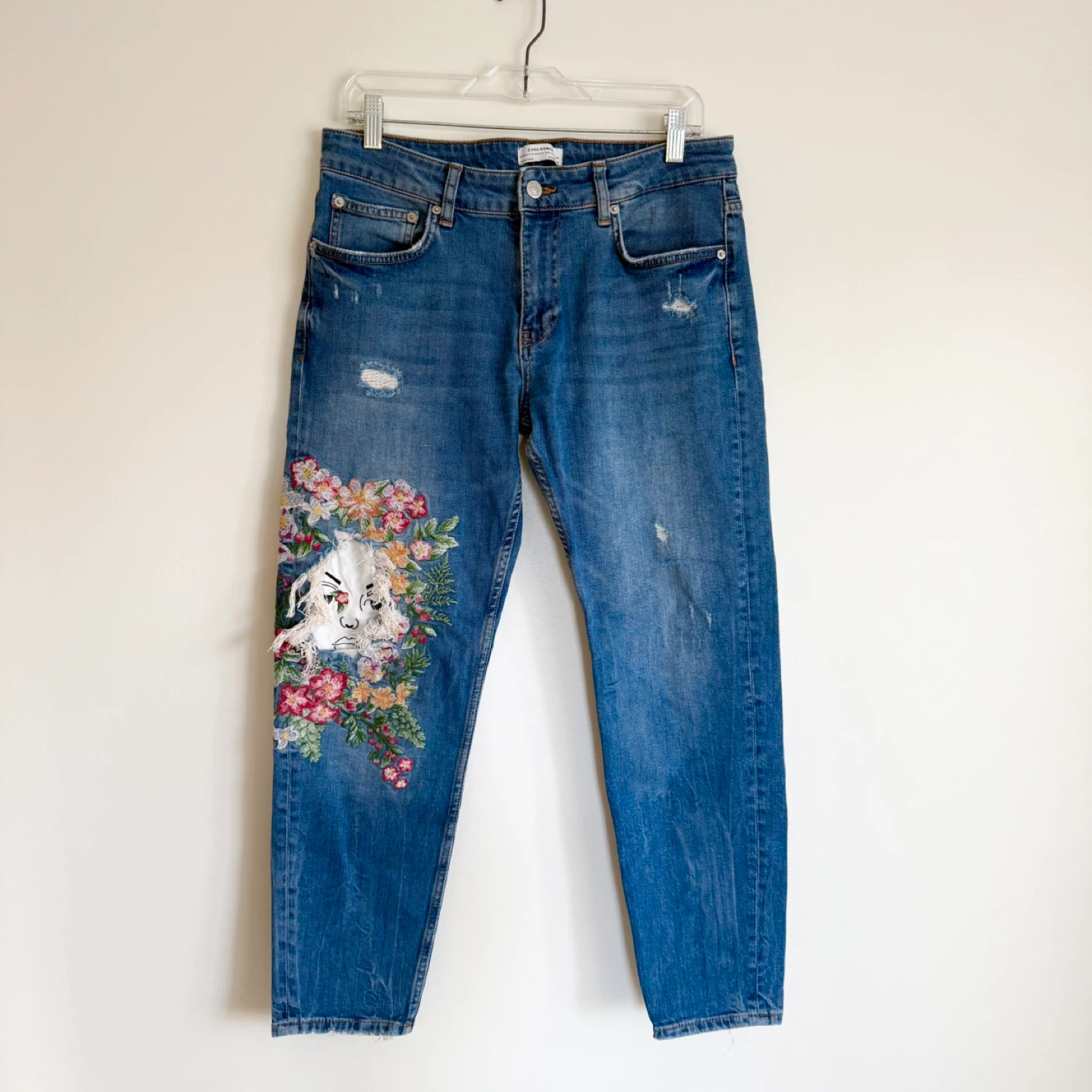 Zara Floral Embroidered Jeans - photo 2