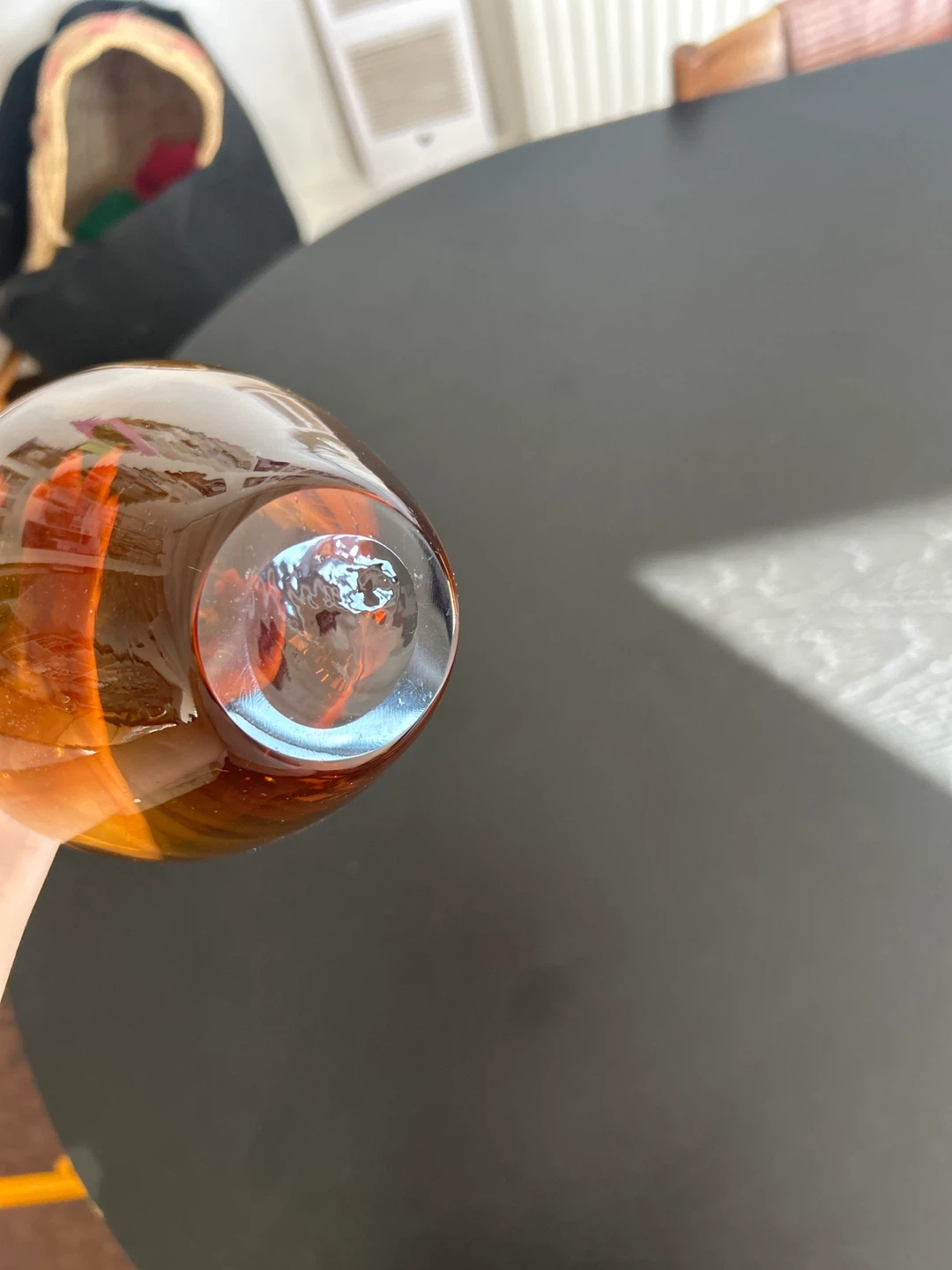 MOVING SALE: Mid-Century Handblown Scandinavian Amber Glass Vase - photo 4