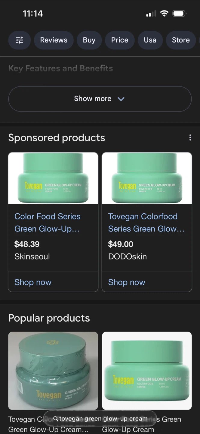 Tovegan Colorfood Series Green Glow-Up Cream 50ml - photo 2