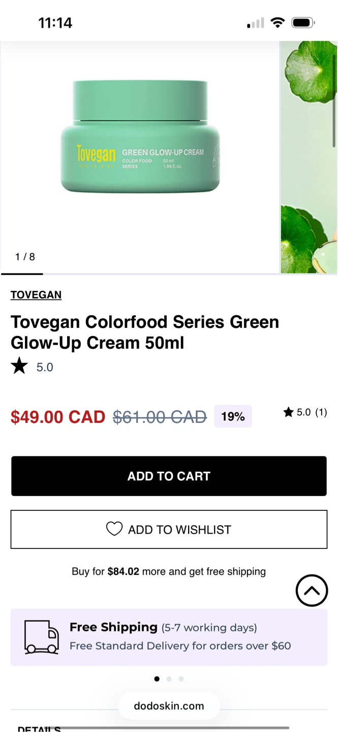 Tovegan Colorfood Series Green Glow-Up Cream 50ml - photo 3