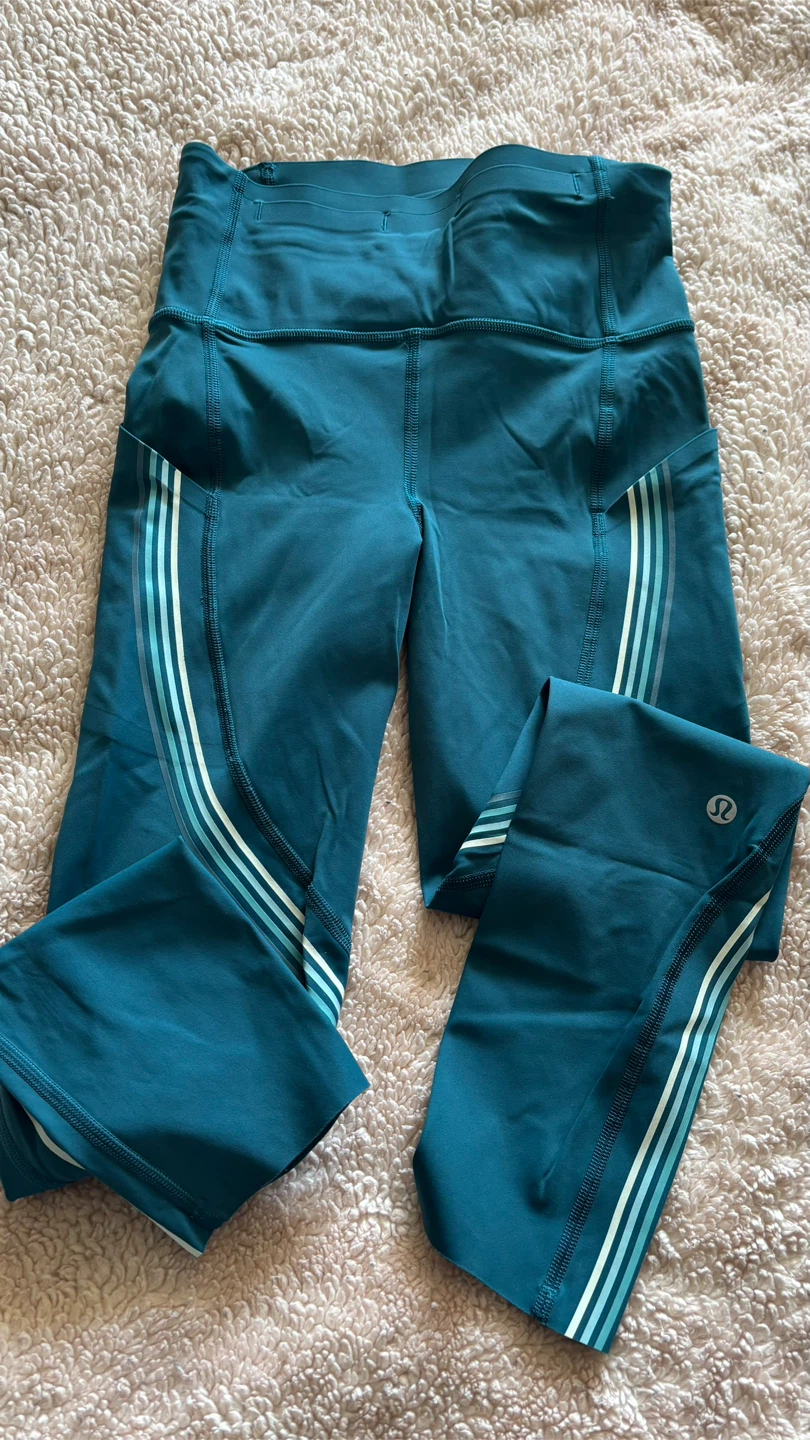 Lululemon Teal Leggings with Stripes