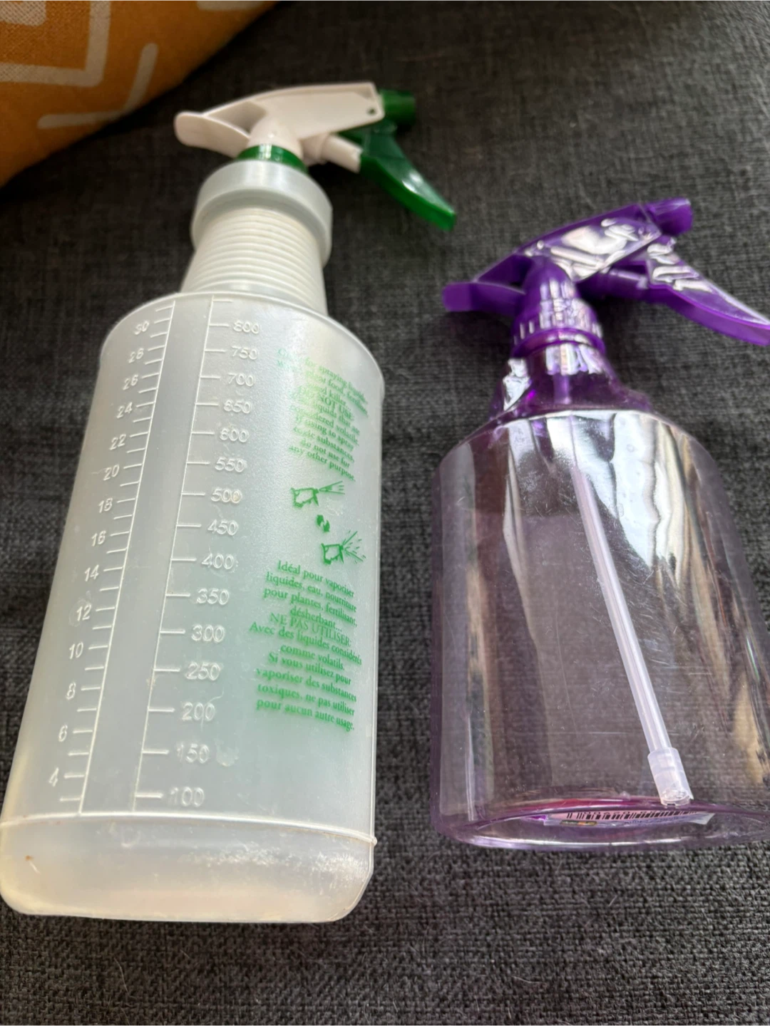 Two Spray Bottles - 800ml and Clear Plastic